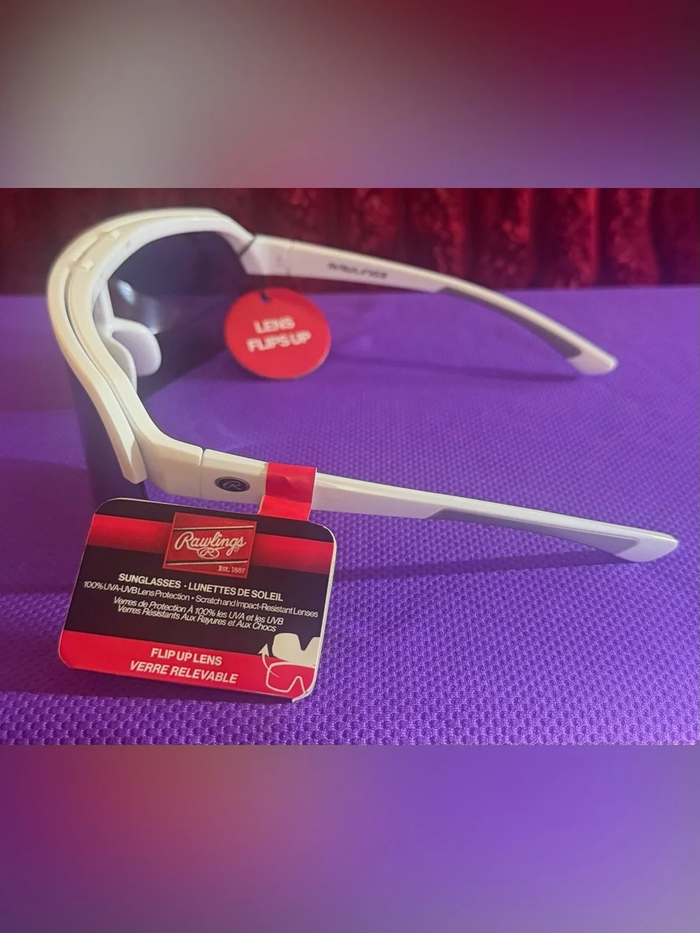 🕶️ Rawlings White Frame Blue Mirrored Flip-Up Visor Sunglasses